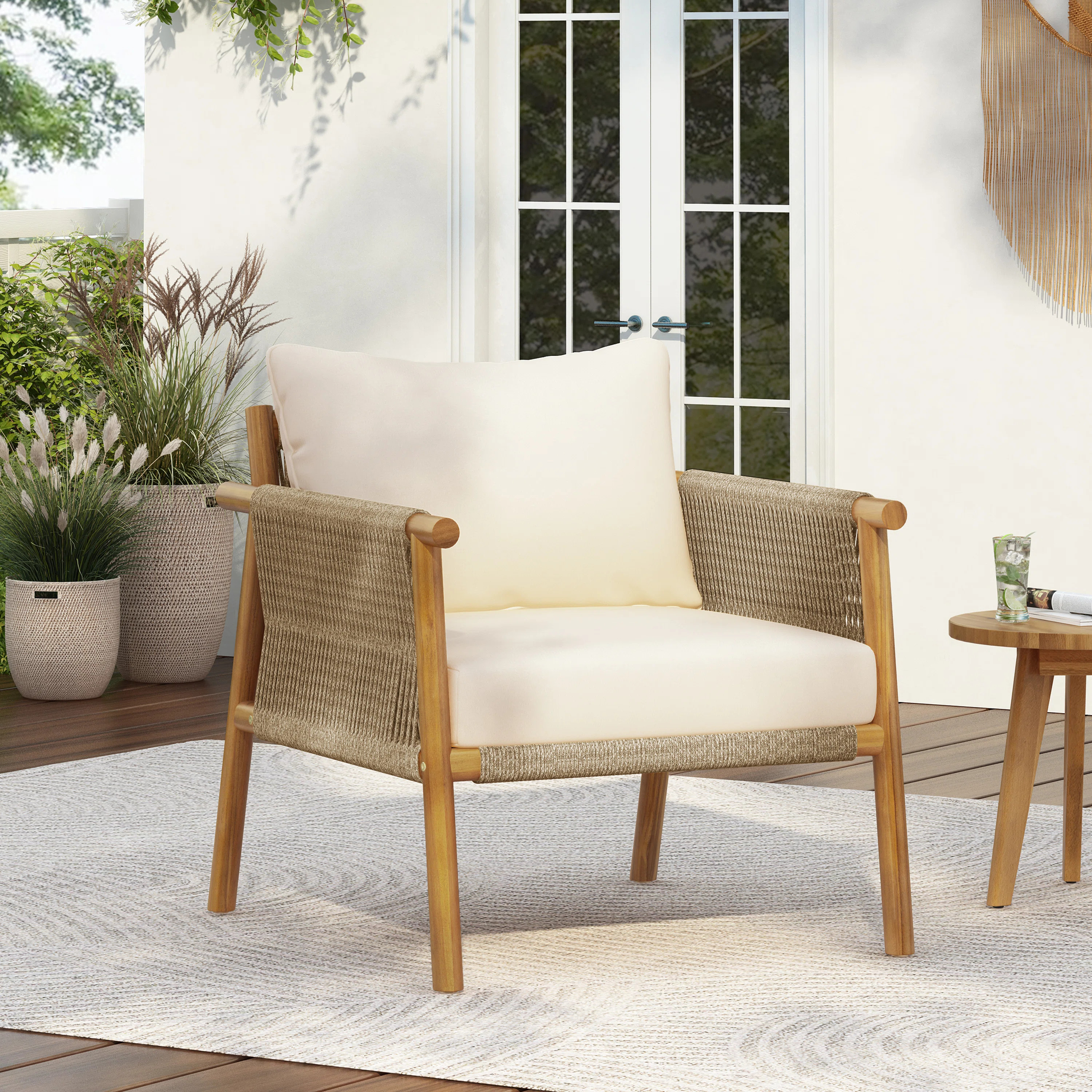 Aynara 28-Inch Modern Outdoor Woven Lounge Chair | Wayfair North America