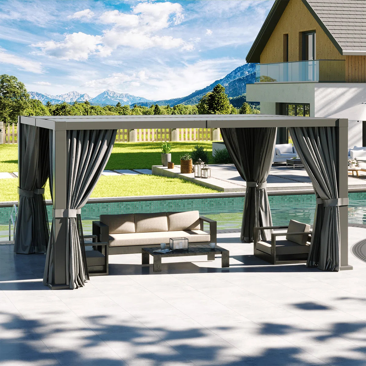 16 Ft. W x 12 Ft. D Outdoor Louvered Aluminum Pergola | Wayfair North America
