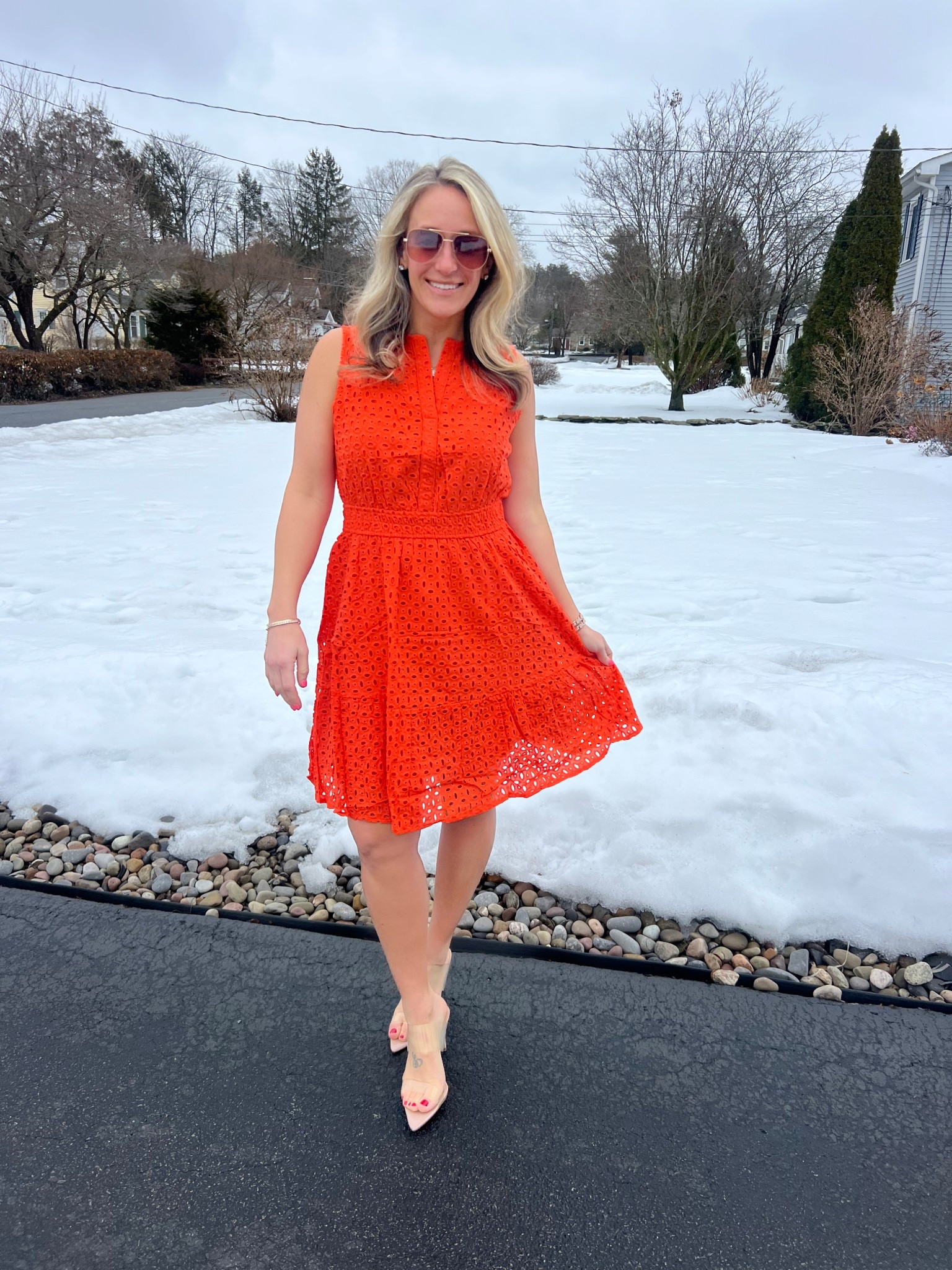 When all it does is snow & rain, be the sun! ☀️ 
.
Eyelet dress of your dreams! Looove the orange- but also comes in so many other colors! Perfect for Easter, a lunch date, the office, church, or anything spring vibed! 🧡 
* recommend sizing down one size! 
.
.
Spring summer looks vacation resort inspo eyelet Easter church dress dresses empire ootd fashion ideas 

#LTKMidsize #LTKootd #LTKSeasonal