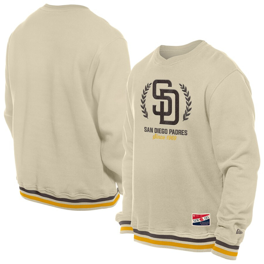 San Diego Padres New Era Throwback Pullover Sweatshirt - Cream | Fanatics