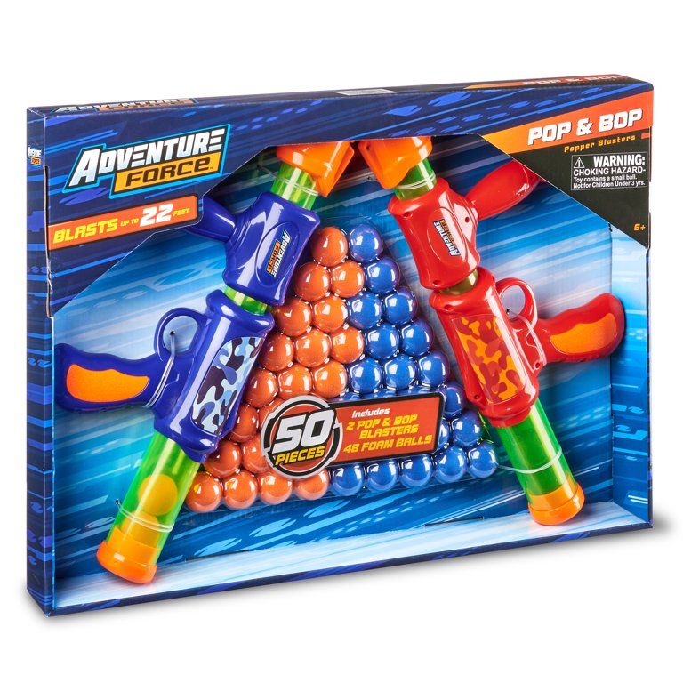 Adventure Force Pop & Bop Pop Blasters, Set Included 2 Blasters and 48 Foam Balls, Children Ages ... | Walmart (US)