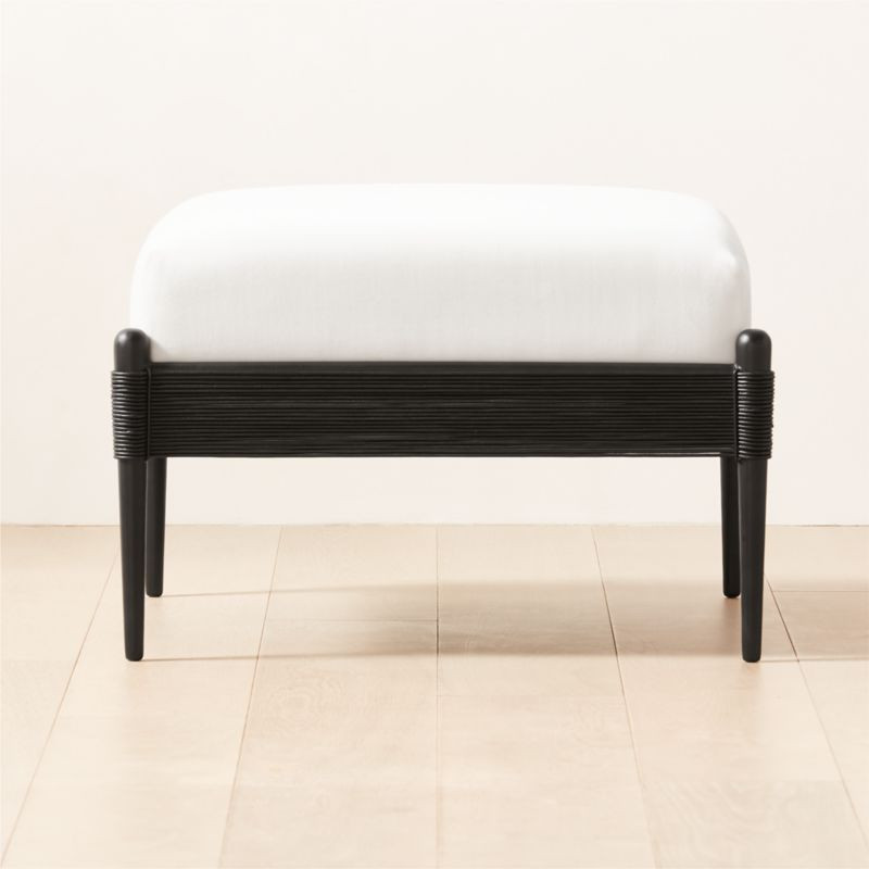 Fynn Small White Velvet Ottoman | CB2 | CB2