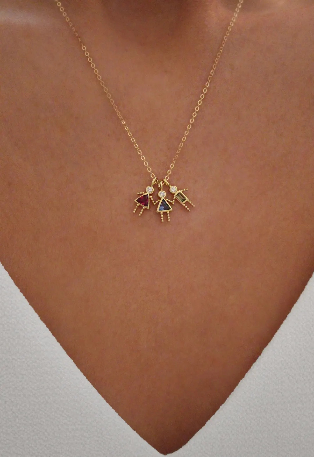 Children Birthstone Necklace | Boy & Girl Charm Necklace | New Mom Gift | Mom Necklace With Kids ... | Etsy (US)