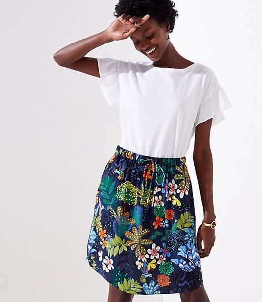 LOFT Tropicalia Tie Waist Pocket Skirt | LOFT