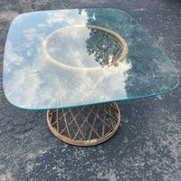 Mcguire Style Bamboo Rattan & Glass Dining Table | Etsy (US)