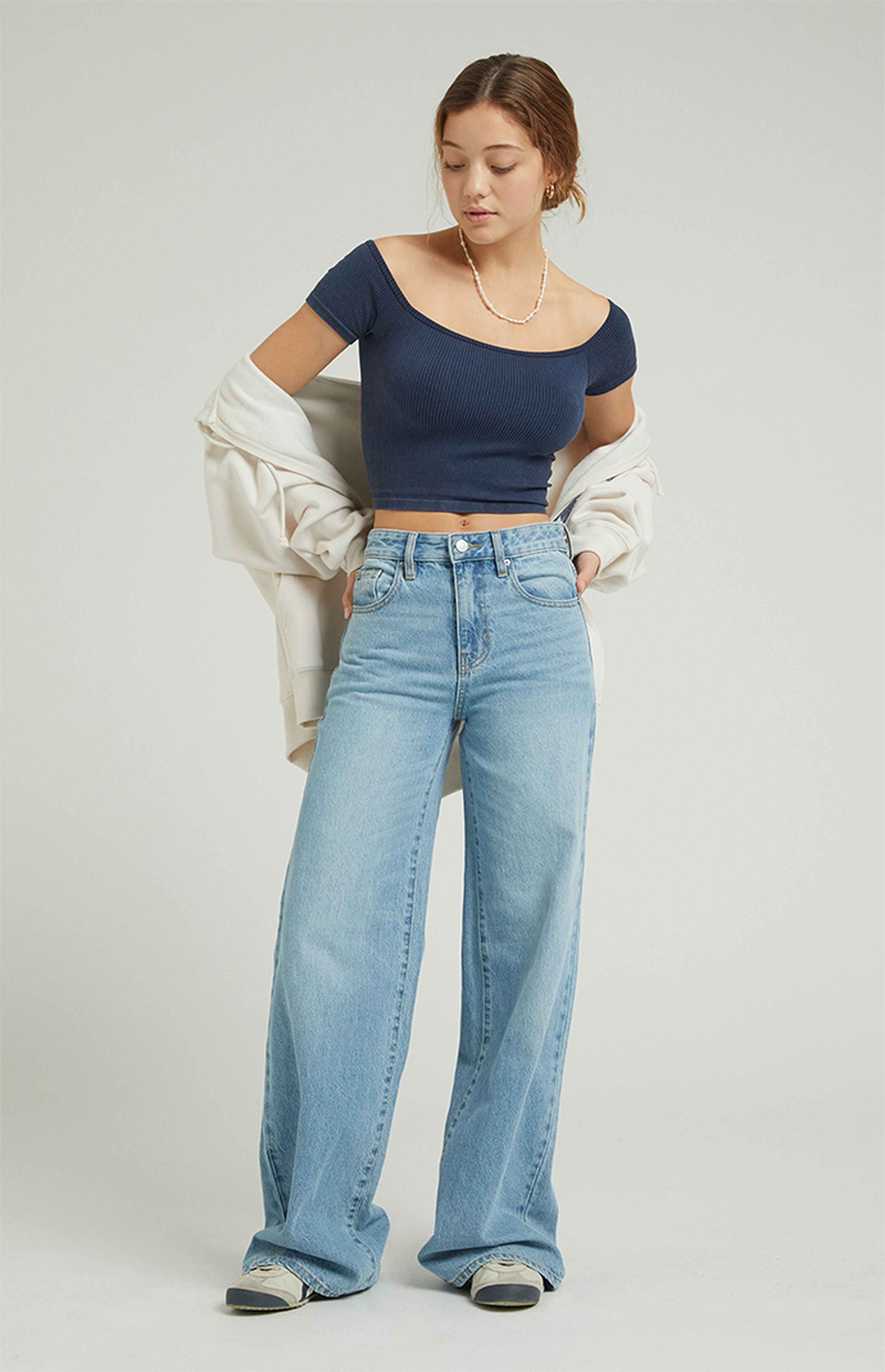 PacSun Jessie High Waisted Baggy Jeans Medium Indigo | PacSun