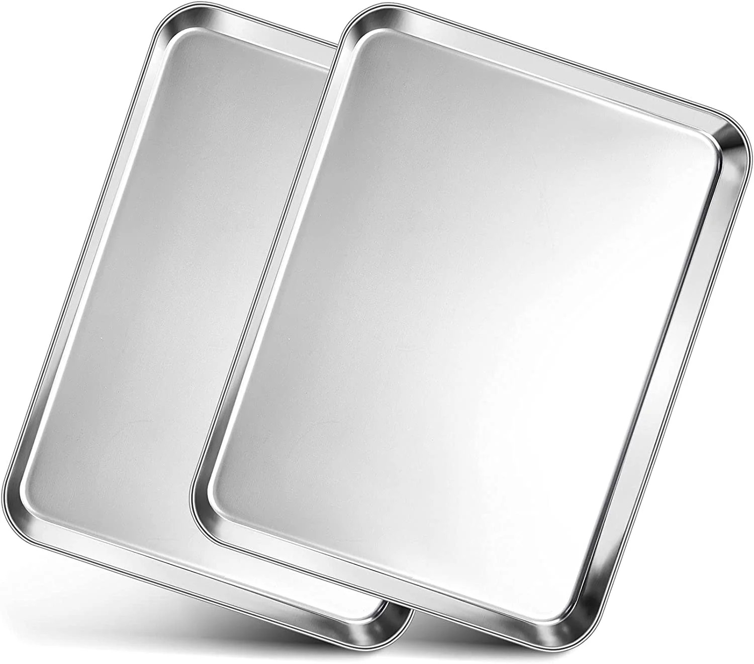 Vesteel Stainless Steel Baking Sheet, Toaster Oven Cookie Tray Pan Set of 2 - 12.5" x 9.75" x 1" | Walmart (US)