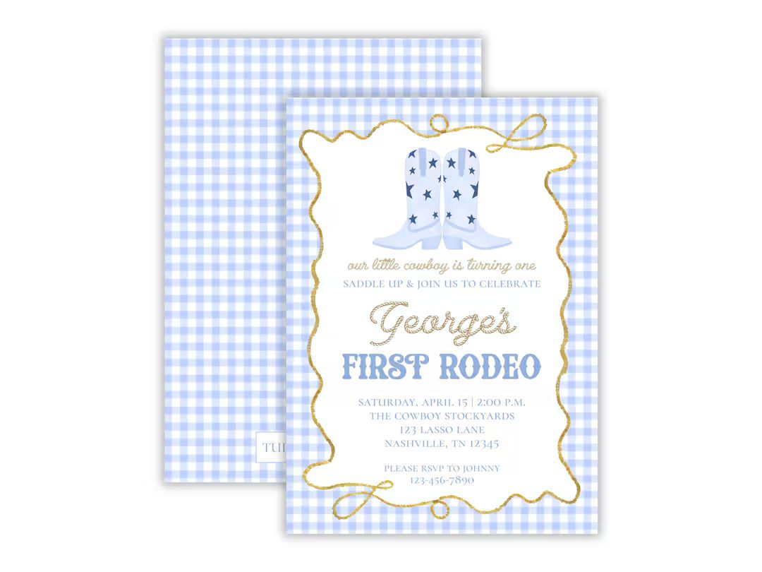 Preppy Boy's First Rodeo Invitation Watercolor Boy's First Rodeo Birthday Party Preppy Toddler Co... | Etsy (US)