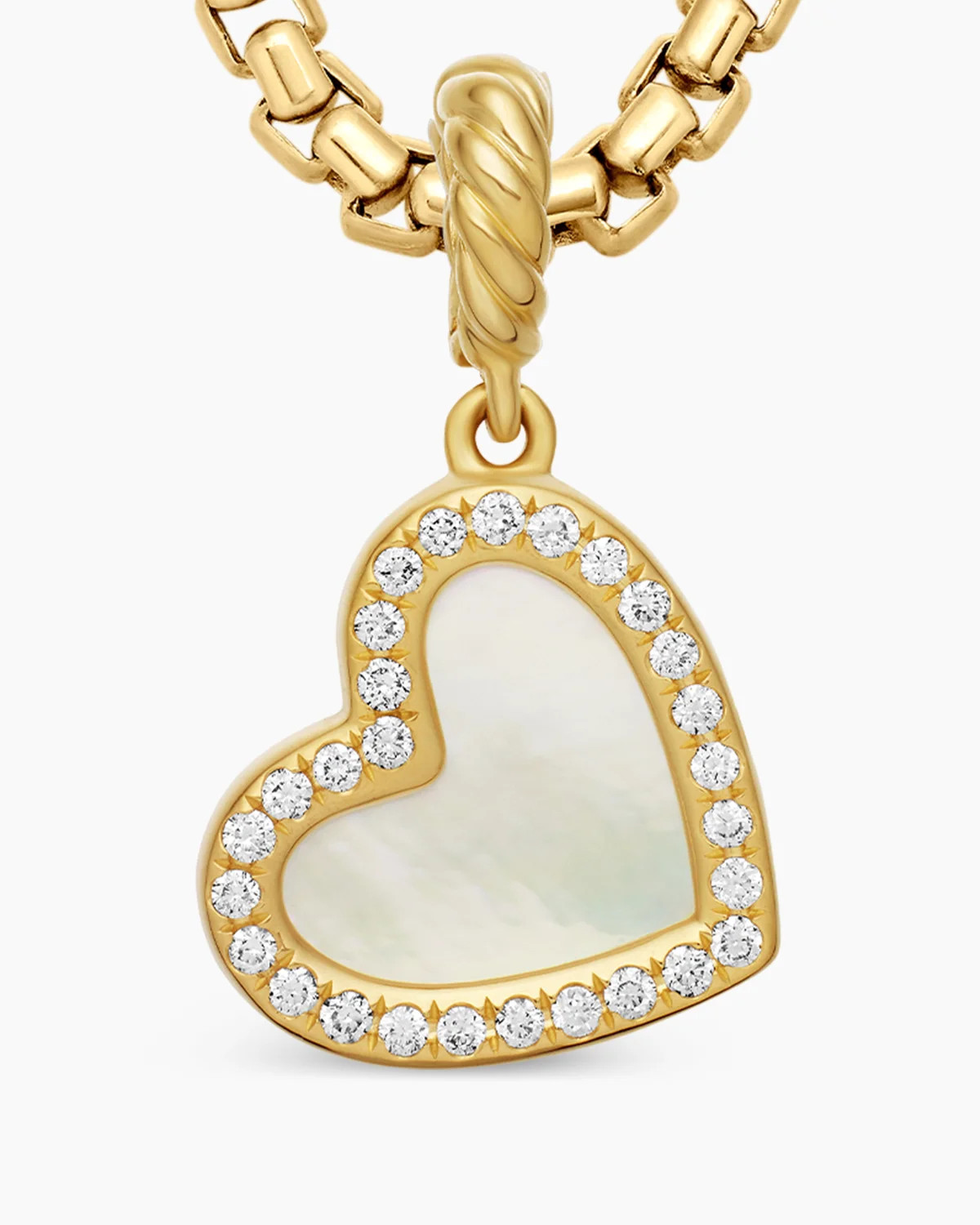 David Yurman | DY Elements® Heart Pendant in 18K Yellow Gold with Mother of Pearl and Diamonds, ... | David Yurman