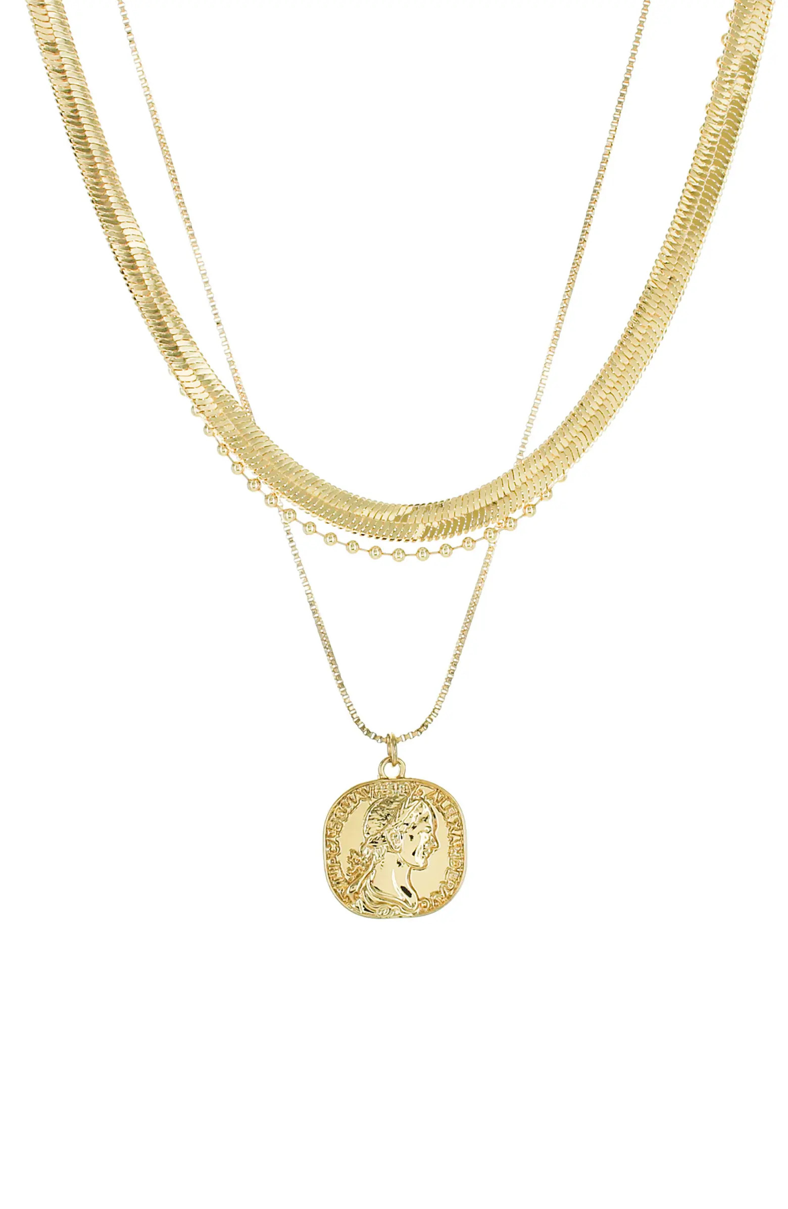 Panacea Snake Chain & Coin Pendant Multistrand Necklace | Nordstrom | Nordstrom