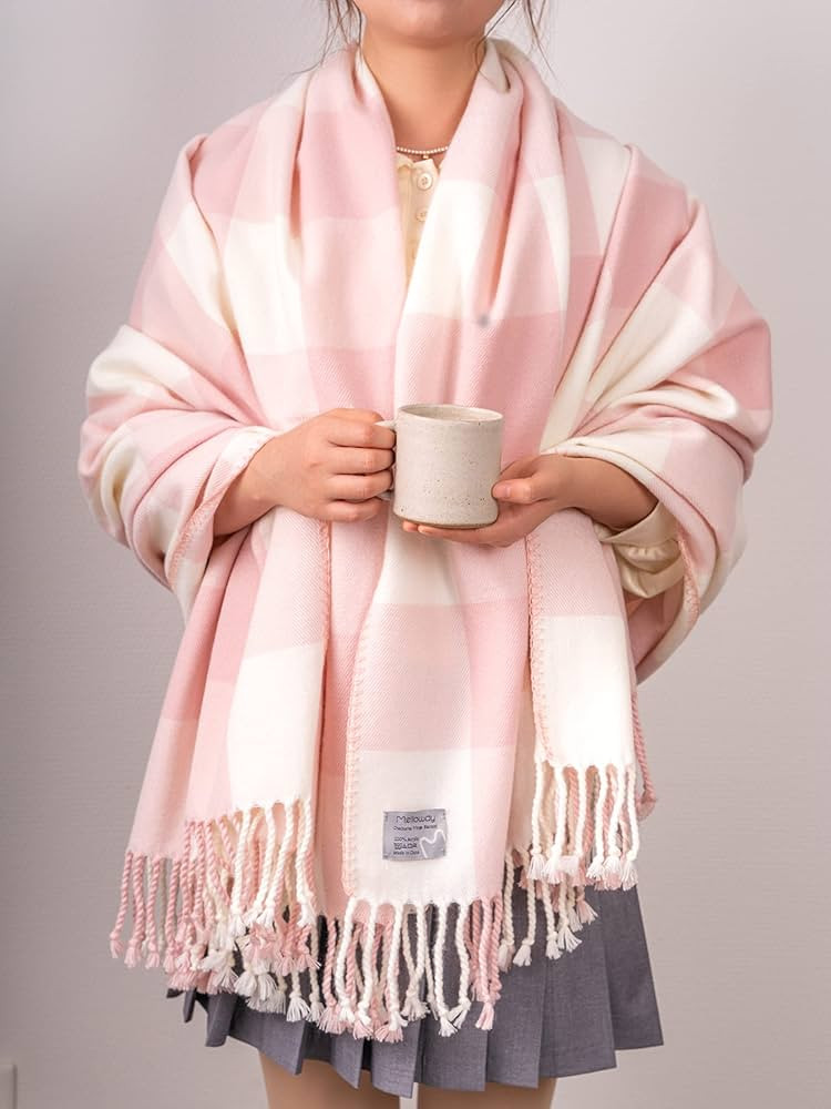 Mellowdy Classic Checkered Blanket - Faux Cashmere Plaid Throw with Fringe - Soft Woven, Lightwei... | Amazon (US)