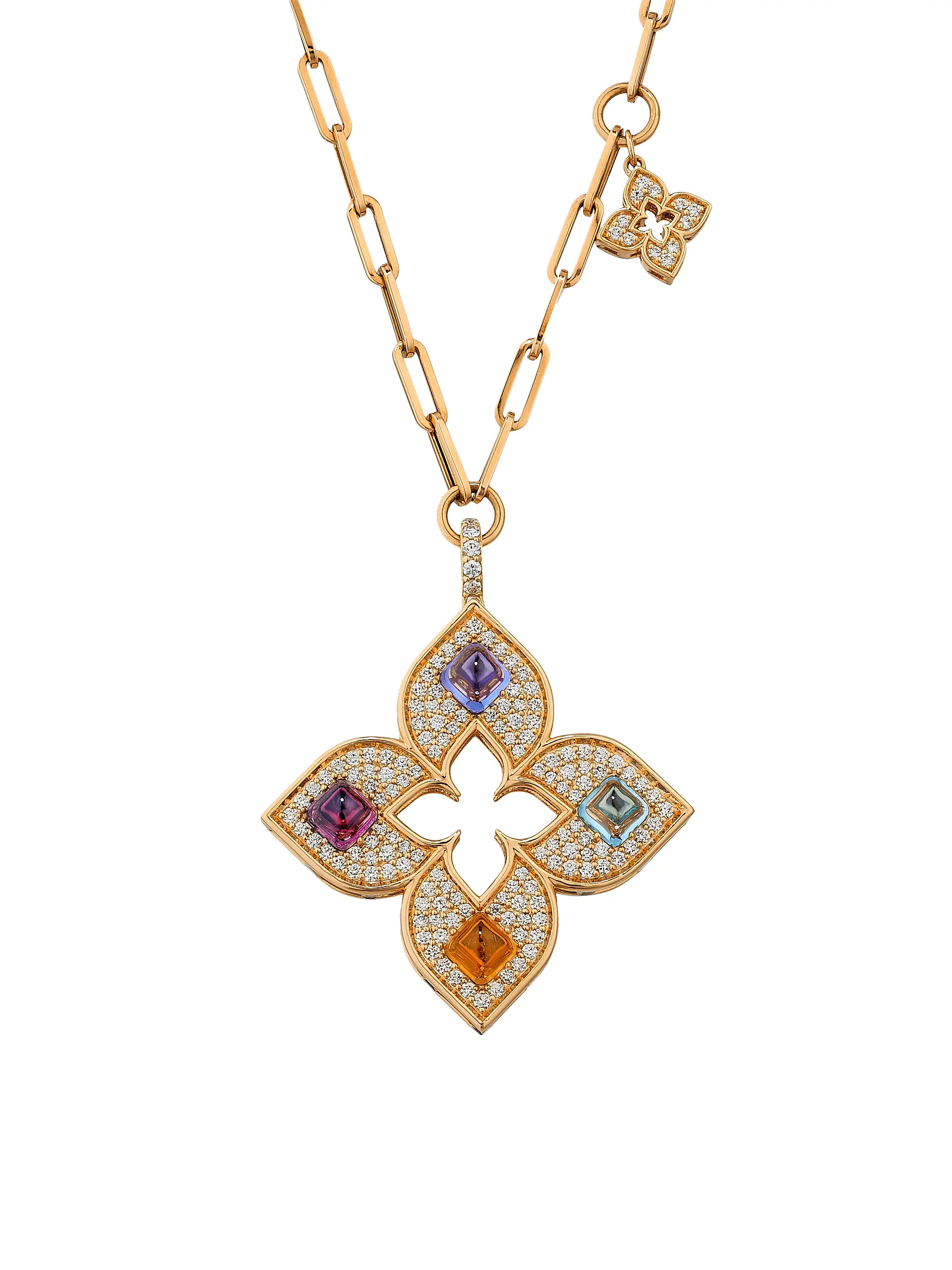 Venetian Princess Carnivale 18K Rose Gold & Multi-Gemstone Flower Pendant Necklace | Saks Fifth Avenue