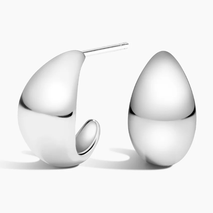 Dome Huggie Earrings in Silver | Brilliant Earth