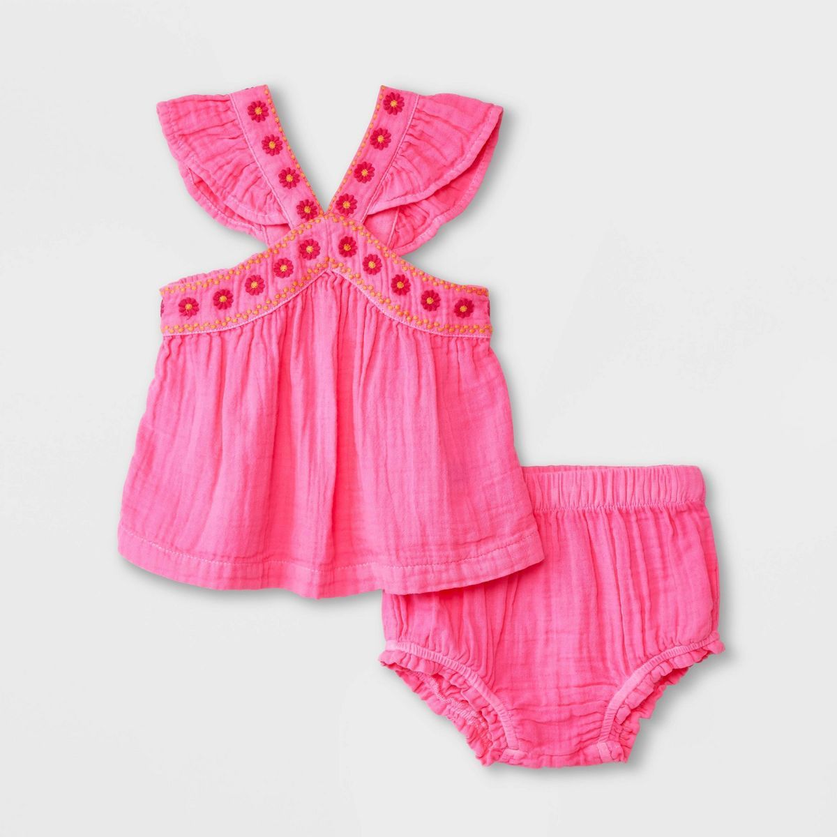 Baby Girls' Gauze Top & Bottom Set - Cat & Jack™ Pink 0-3M | Target