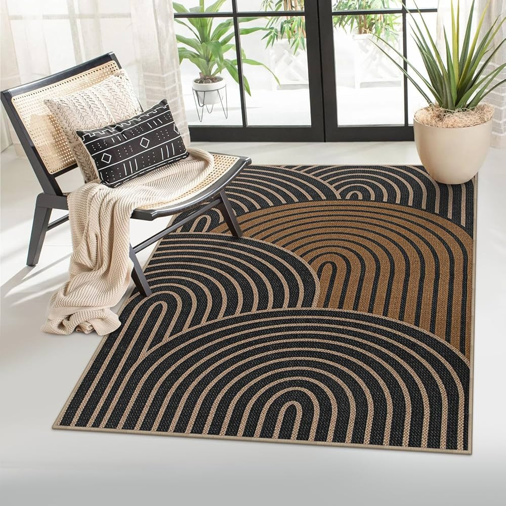 Lahome Modern Rainbow Easy Jute Rug, 3x5 Patio Rug Washable Rugs for Entryway Farmhouse Area Rug,... | Amazon (US)