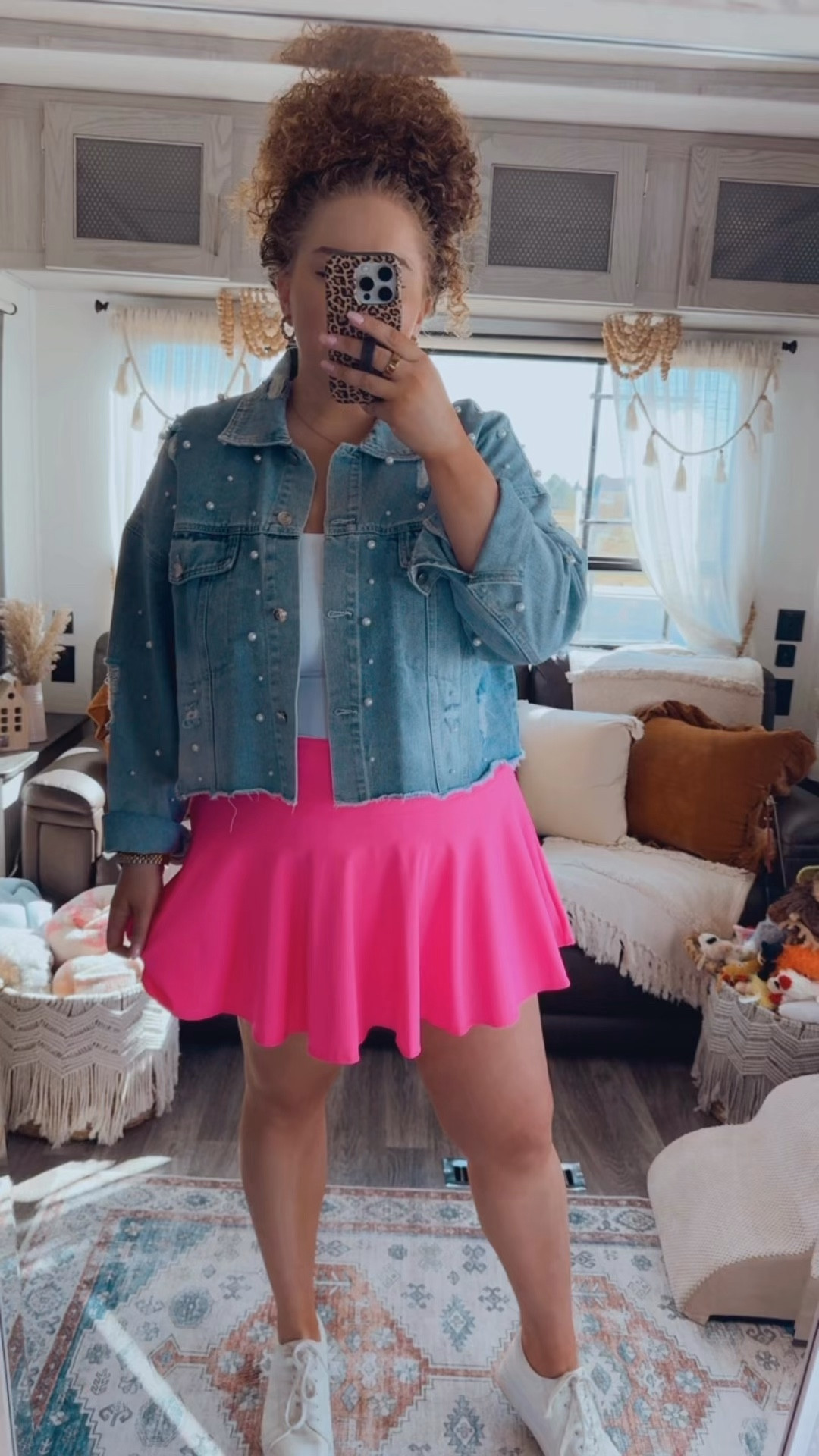 This look is giving sporty but make it cute 💗 Such a fun mix and one of those outfits that just instantly feels styled without doing too much 👏 spring outfit | sporty chic outfit | tenniscore outfit | pink skort outfit | amazon fashion | amazon outfit | pearl denim jacket | embellished denim jacket | statement jacket outfit | white tank outfit | basic tank outfit | pink tennis skort | athletic skort outfit | sporty outfit | casual cute outfit | everyday outfit | comfy chic | girly sporty outfit | spring to summer outfit | weekend outfit | running errands outfit | travel outfit | white platform sneakers | platform sneakers outfit | athleisure outfit | easy outfit idea | trendy outfit | affordable fashion | amazon finds

#LTKootd #LTKdayinmylife #LTKMidsize