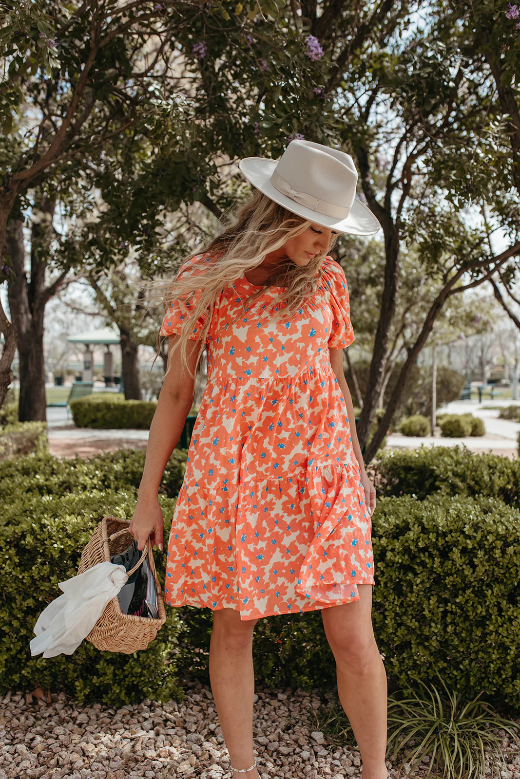 THE CALLA ORANGE FLORAL TIERED DRESS | Pink Desert