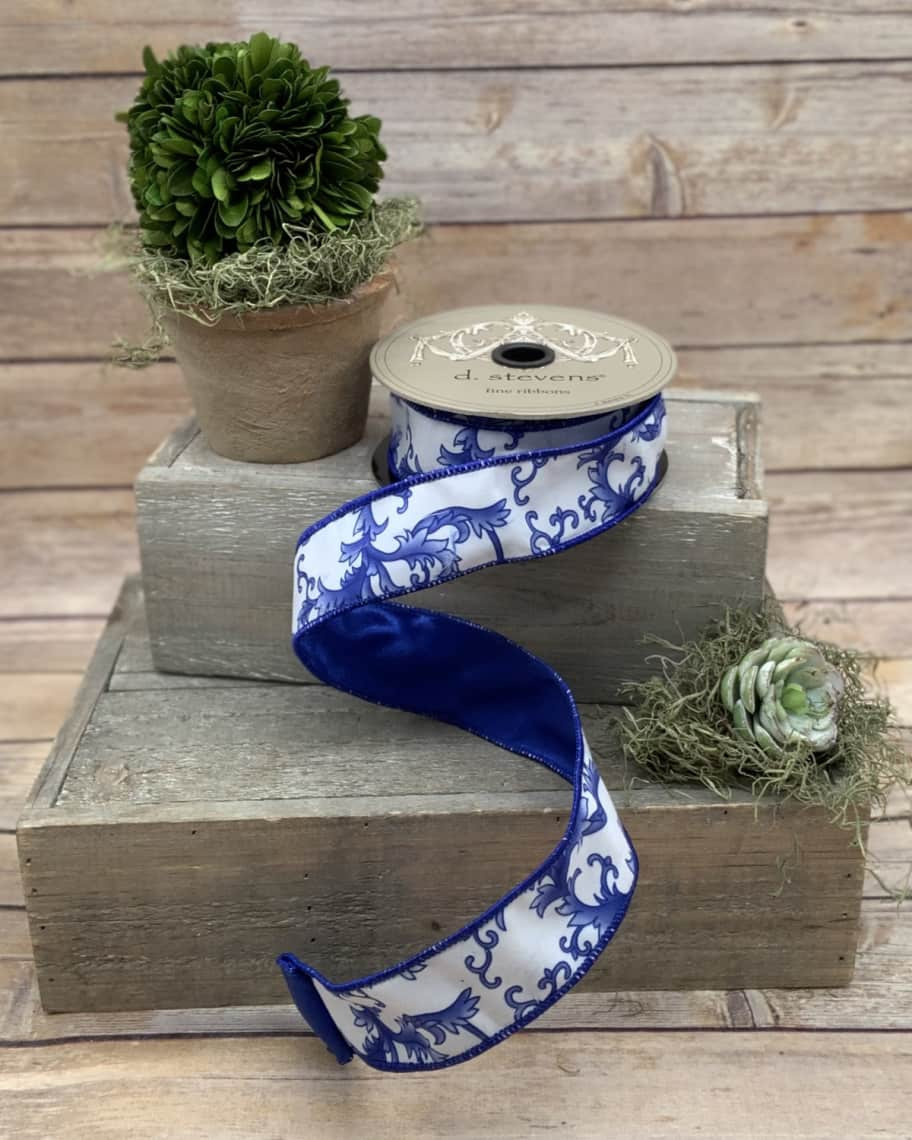 D. Stevens Faux Doupioni Chinoiserie Ribbon, 1.5" X 10 Yards | Neiman Marcus
