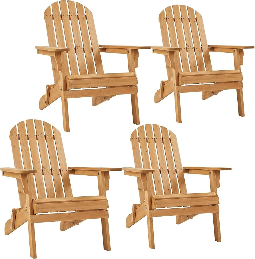 Yaheetech Folding Adirondack Chair Set of 4 Outdoor, 300LBS Solid Wood Garden Chair Weather Resis... | Amazon (US)