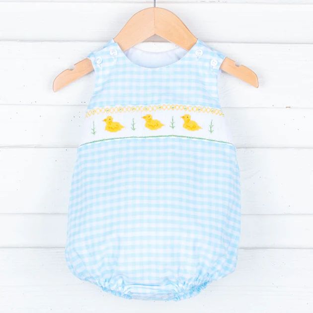 Spring Duckling Smocked Turquoise Sun Bubble | Classic Whimsy