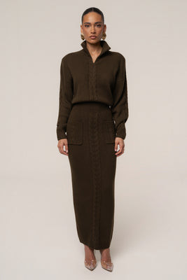 Chocolate Cozy Intentions Ribbed Dress | JLUXLABEL US
