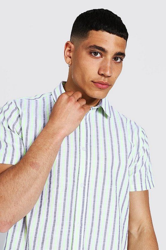 Neon Stripe Cotton Shirt And Shorts | Boohoo.com (US & CA)