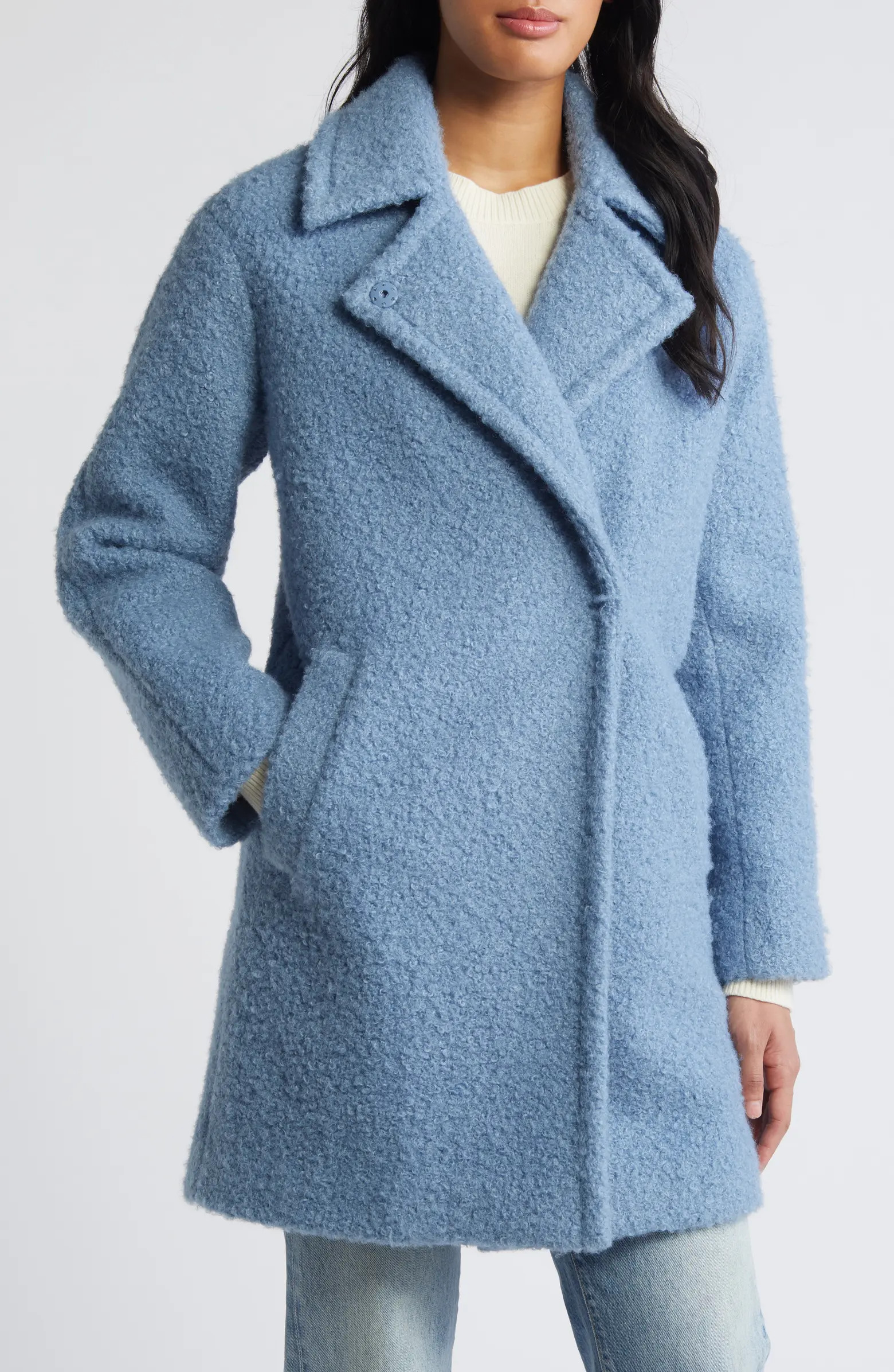 Walker Notch Lapel Longline Bouclé Coat | Nordstrom