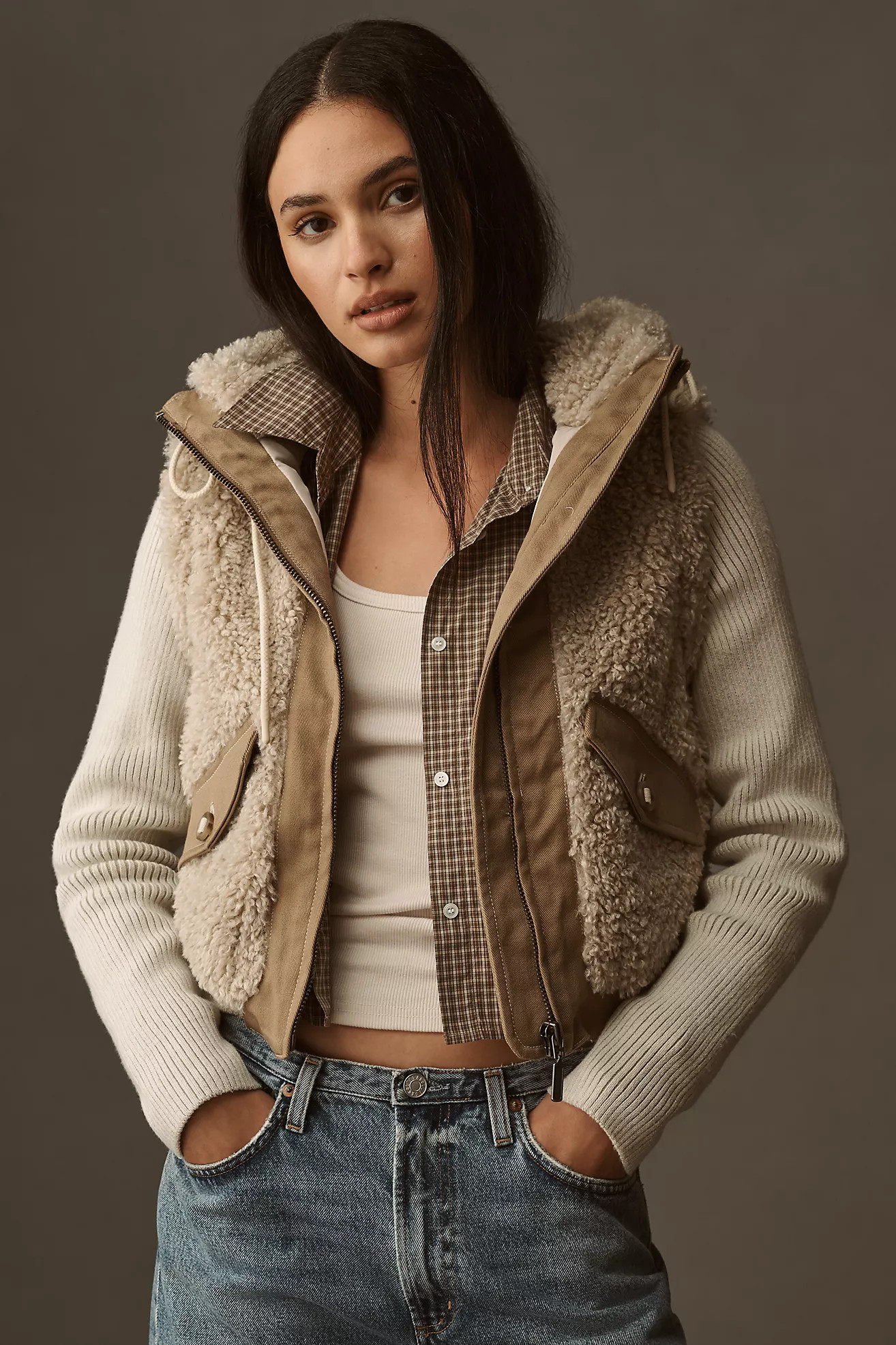 Hooded Sherpa Fleece Sweater Jacket | Anthropologie (US)