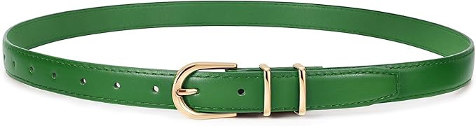 JASGOOD Women Skinny Leather Belt for Jeans Pants Fashion Ladies Thin Belt for Dress with Gold Si... | Amazon (US)
