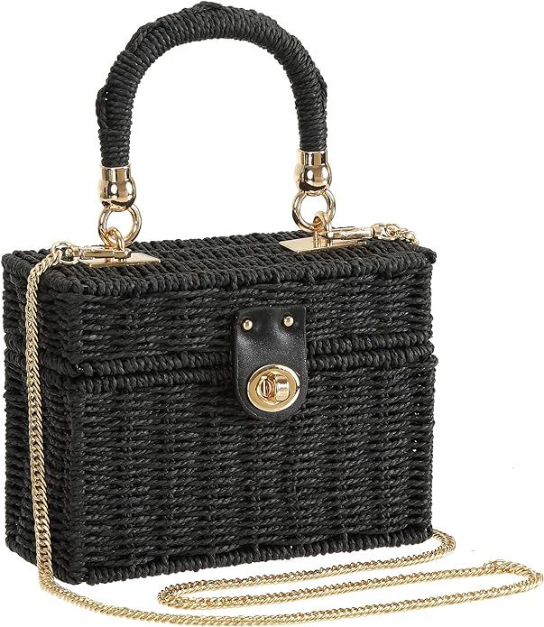 So'each Women's Handbag Wicker Square Crossbody Rattan Bag Boho Crossbody Bag | Amazon (US)