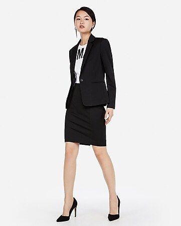 Petite High Waisted Seamed Pencil Skirt | Express