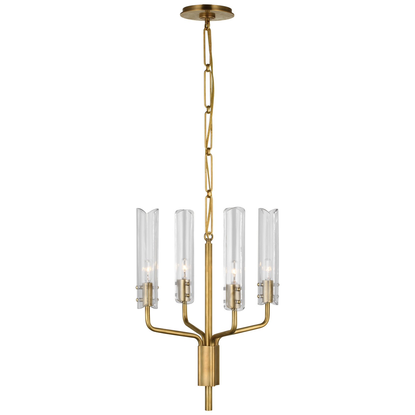 Casoria Petite Chandelier in Hand-Rubbed Antique Brass with Clear Glass | Visual Comfort