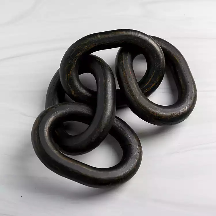 New! Distressed Black Wooden Chain | Kirkland's Home