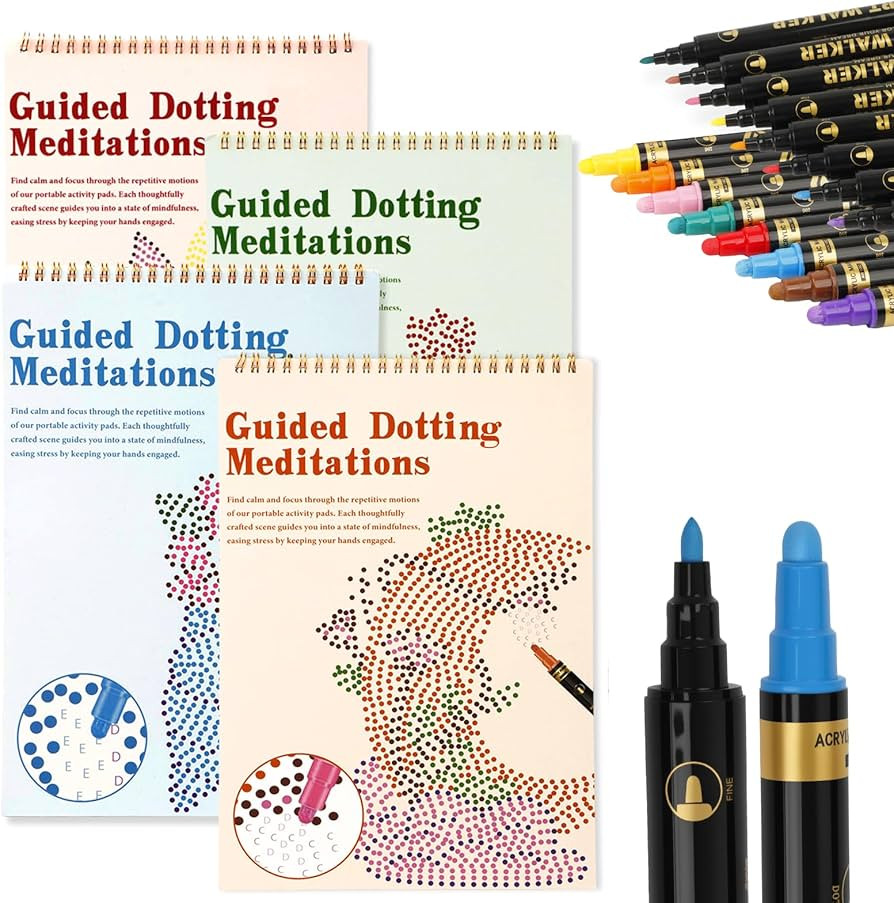 MakeBloom 4 Pack Guided Dot Coloring Books for Adults Dot Coloring for Relaxation and Stress Reli... | Amazon (US)