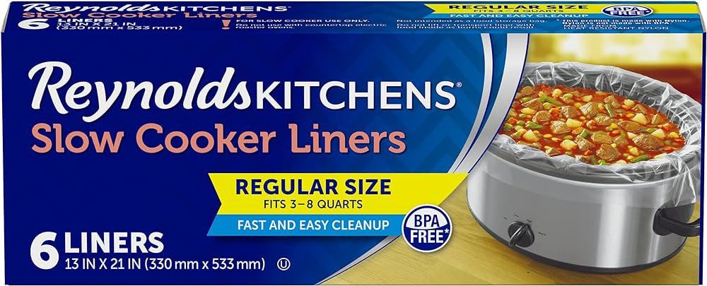Reynolds Kitchens Slow Cooker Liners, Regular (Fits 3-8 Quarts), 6 Count | Amazon (US)