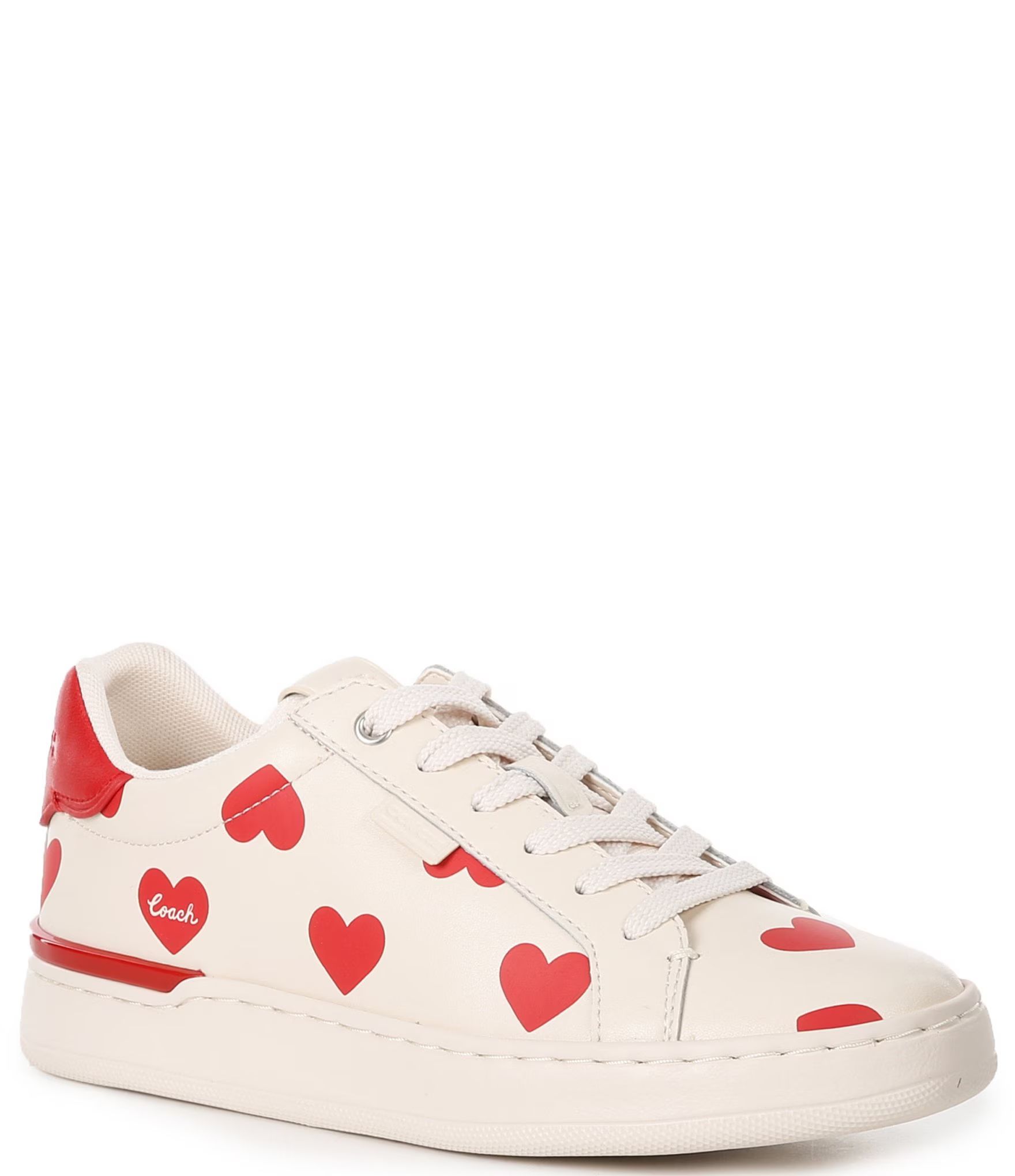 Lowline Heart Print Leather Lace-Up Sneakers | Dillard's