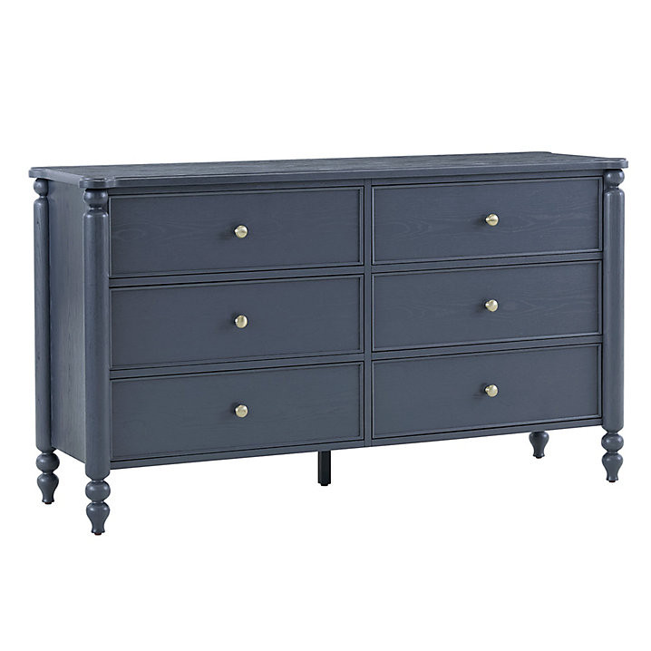 Dover 6 Drawer Dresser with Spool Detail & Brass Knobs in Solid Oak | Ballard Designs, Inc.