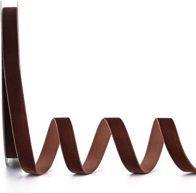 Coffee Velvet Ribbon 5/8 Inch x 20Yd,Great for Gift Wrapping,Hair Bows,Christmas,Wedding Party De... | Amazon (US)