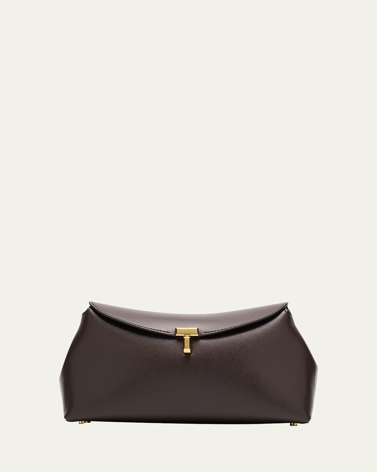 T Lock Flap Leather Clutch Bag | Bergdorf Goodman