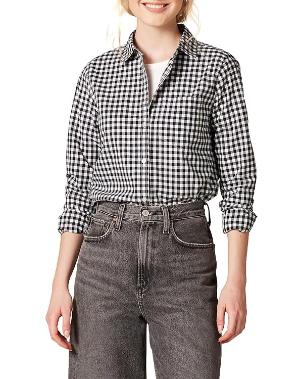 Amazon Essentials Women's Classic-Fit Long-Sleeve Button-Down Poplin Shirt | Amazon (US)