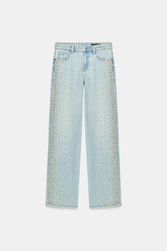 MID-WAIST - STRAIGHT - STUDDEDMid-waist jeans with a five-pocket design. Straight-leg fit with si... | Zara IT
