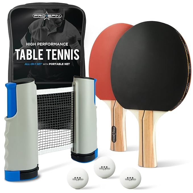 PRO SPIN Portable Ping Pong Set - Retractable Net, 2 Premium Ping Pong Paddles, 3-Star Table Tenn... | Amazon (CA)