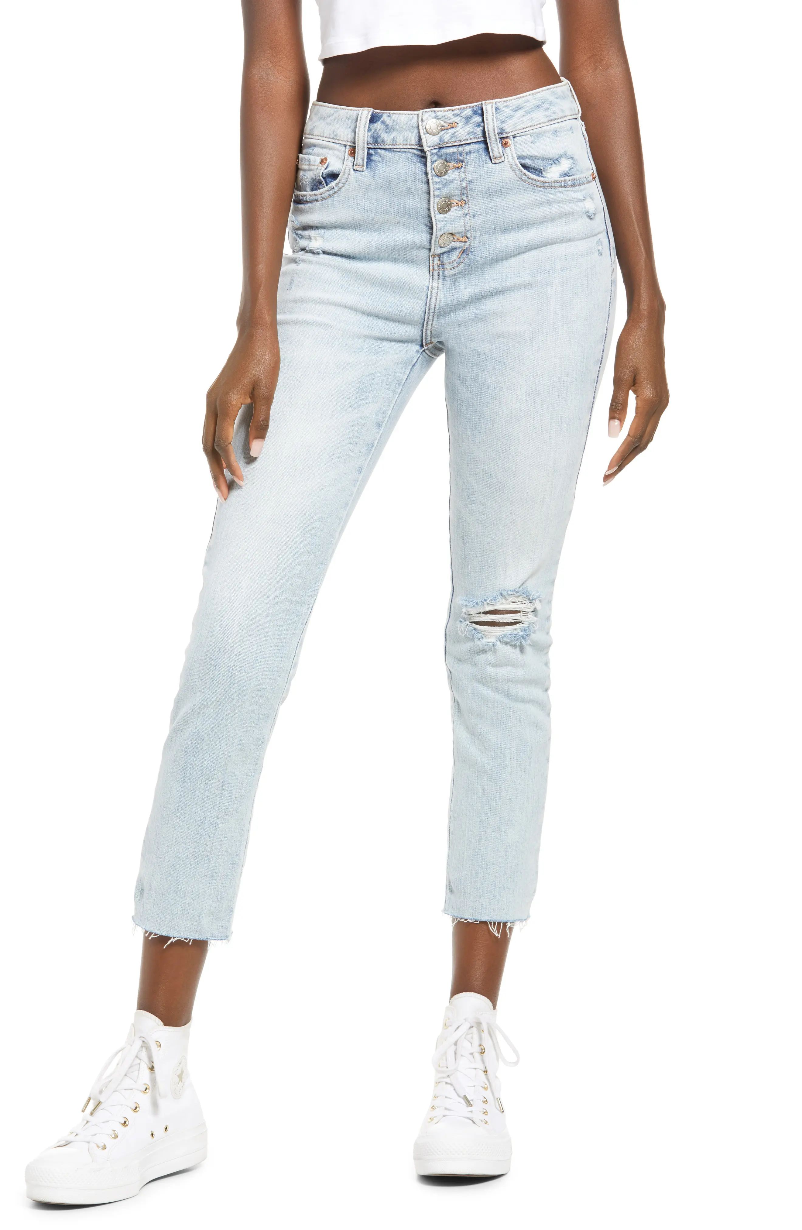 DAZE Daily Driver High Waist Button Fly Straight Leg Jeans in Winner at Nordstrom, Size 26 | Nordstrom