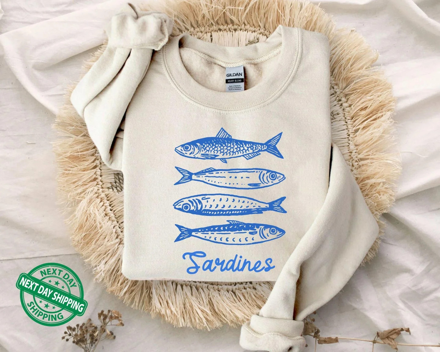 Velto Sardines Sweatshirt, Fish Crewneck, Vintage Sardine, Coastal Aesthetic, Fish Sweater, Retro... | Walmart (US)