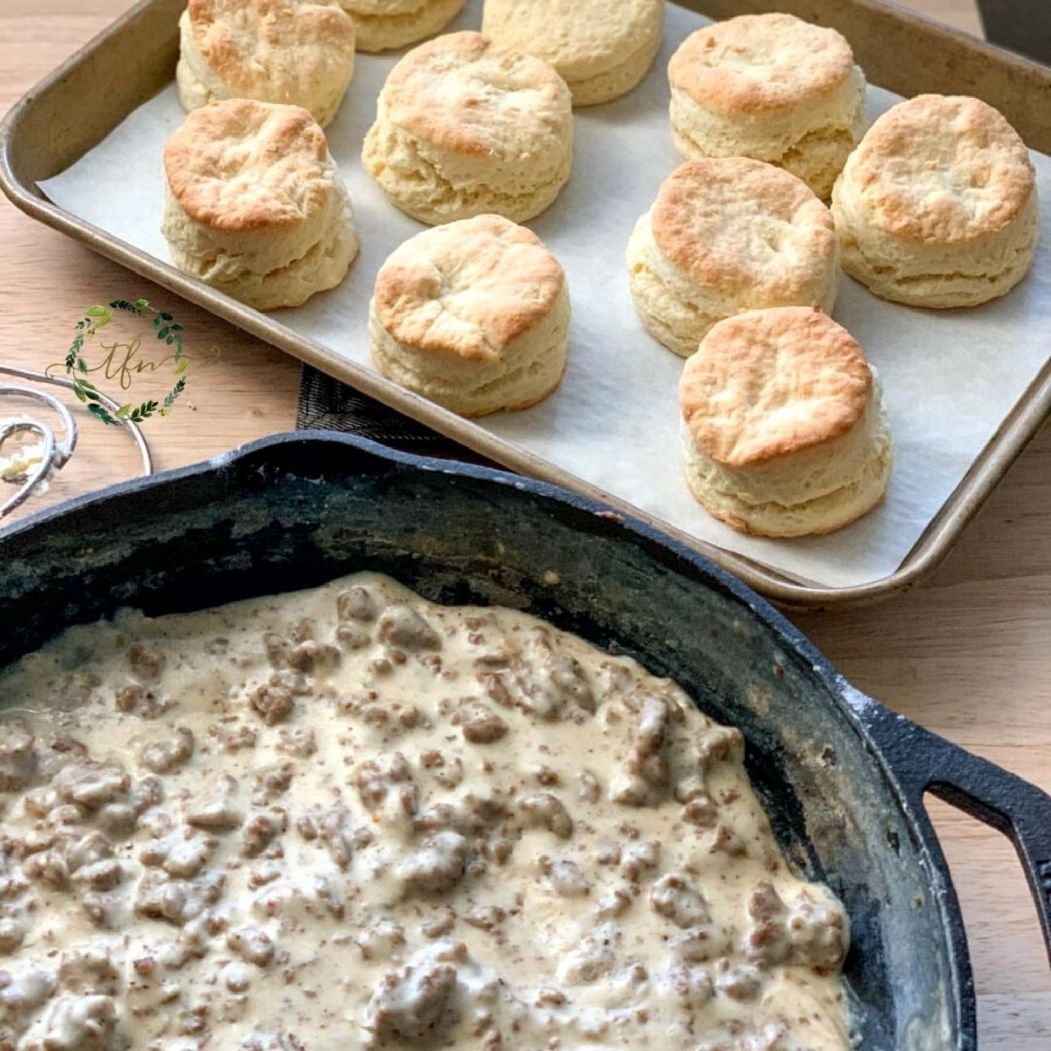 Fresh homemade biscuits and creamy sausage gravy made with the RIGHT kitchen tools! 🥧✨

The secret to perfect biscuits? A durable, non-warping baking sheet and parchment paper for easy release every time. And this cast iron skillet creates the creamiest, most flavorful sausage gravy - the even heat distribution prevents scorching while building those rich, developed flavors. 
These kitchen essentials make all the difference between good and AMAZING results.

What you’ll need:
• Cast iron cookware for that perfect gravy base
• Non-stick parchment paper for mess-free baking
• Heavy-duty baking sheets that won’t warp
• Quality mixing bowls for proper dough handling
Ready to up your fall weekend breakfast game? Shop my favorite tools below!

#LTKHome #LTKSeasonal #LTKFindsUnder50