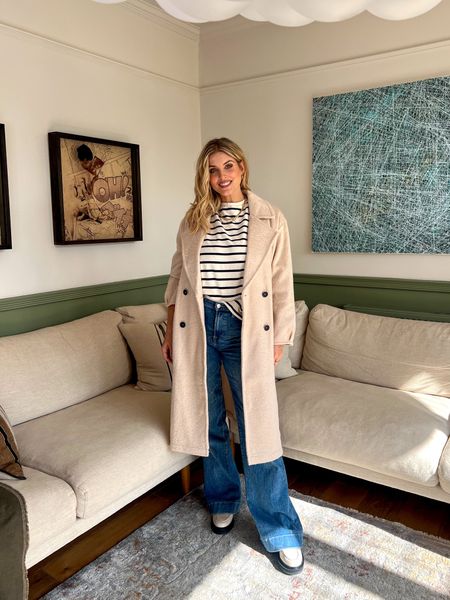 Who else loves stripes? 🤍

Coat - TU clothing 
Sweater - ivy_thebrand (similar linked)
Jeans - 7 for all mankind
Loafers - boden
Necklaces - Daisy London