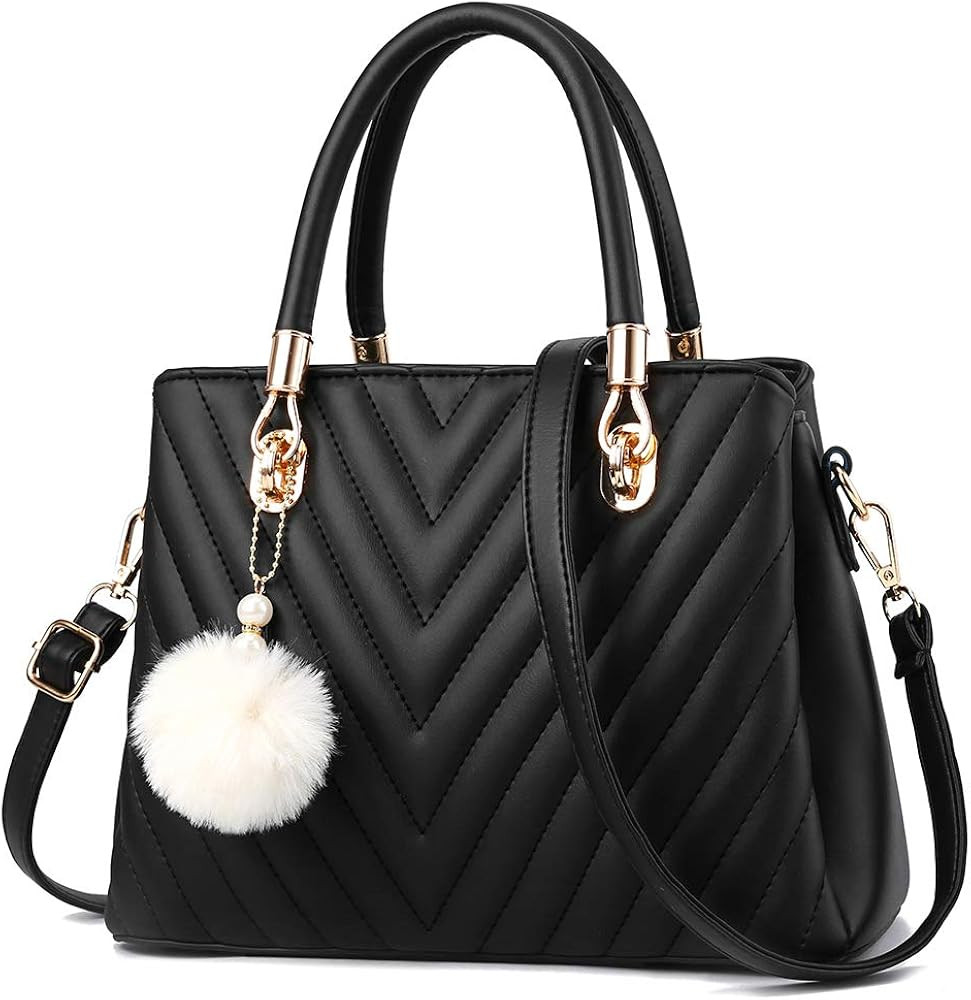 Womens Fashion Leather Handbags Quilted Purses Top-handle Totes Satchel Bag for Ladies Shoulder B... | Amazon (US)