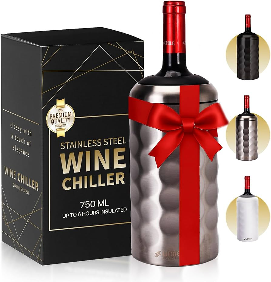Premium Wine Chiller - 750ml Stainless Steel Bottle Cooler, Double-Walled & Vacuum Insulated - Ke... | Amazon (US)