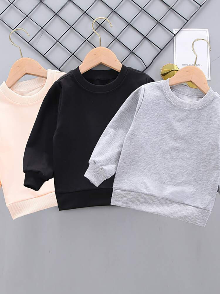 Toddler Boys 3pcs Solid Sweatshirt | SHEIN