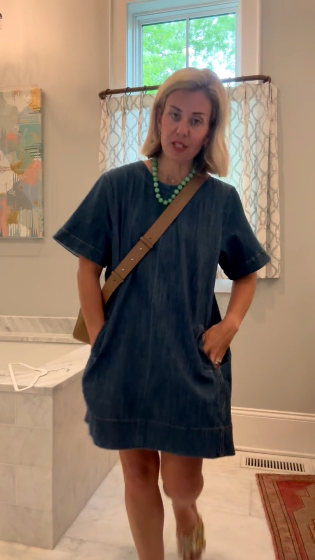 The demim dress we are styling all the ways! It’s literally a blank canvas and it’s a yes! I’m in xs & 7 sandal (size 1 down). ￼

#LTKOver40 #LTKdayinmylife #LTKSeasonal